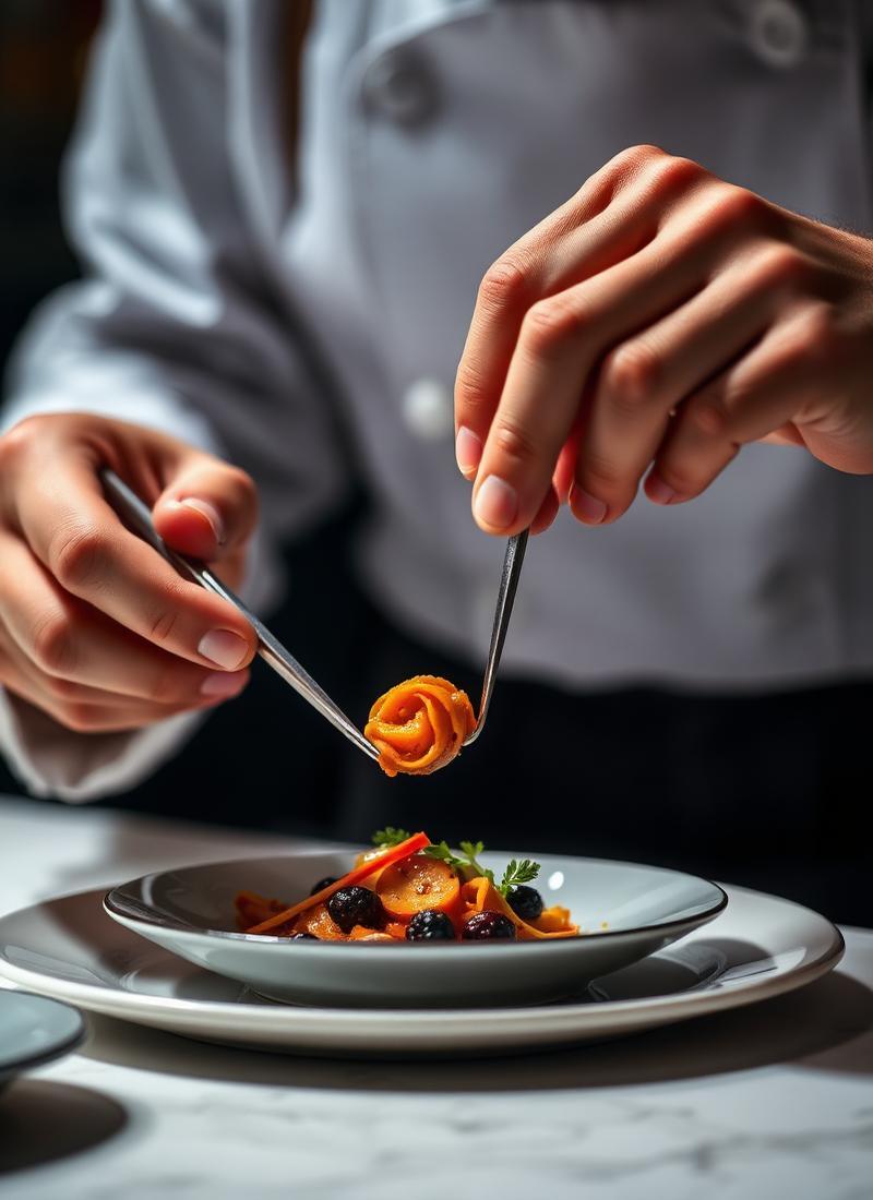 Chef plating a dish
